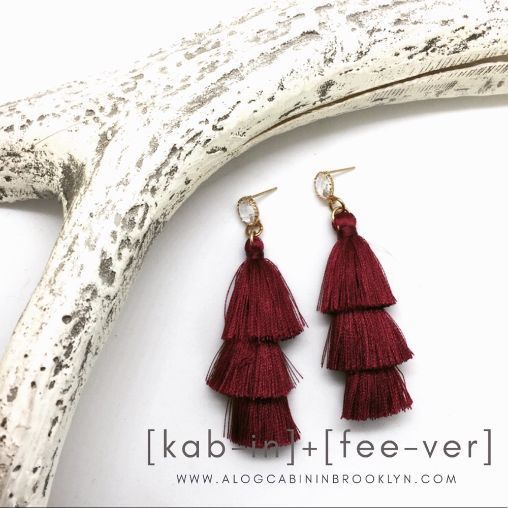 Tiered Tassel Earring - Burgundy